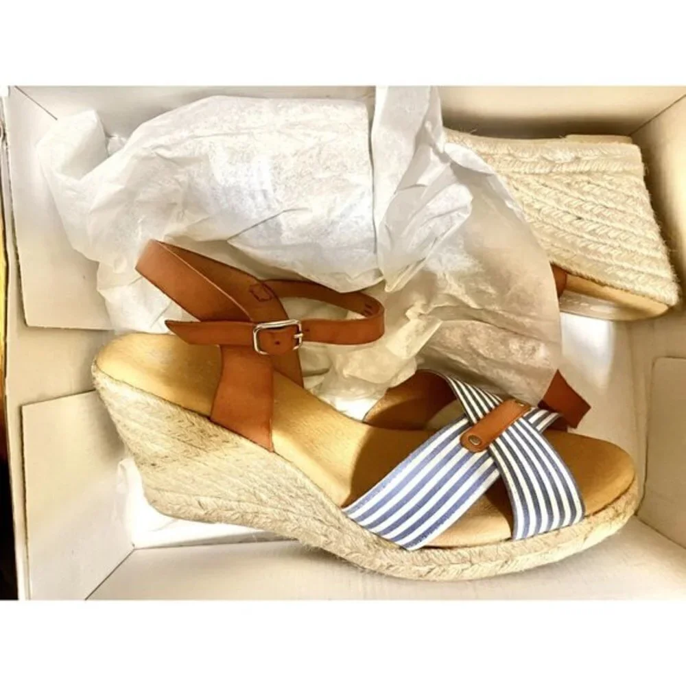 Eric Michael Tabitha Espadrille Wedge Sandal New NIB 41 10.5 Leather